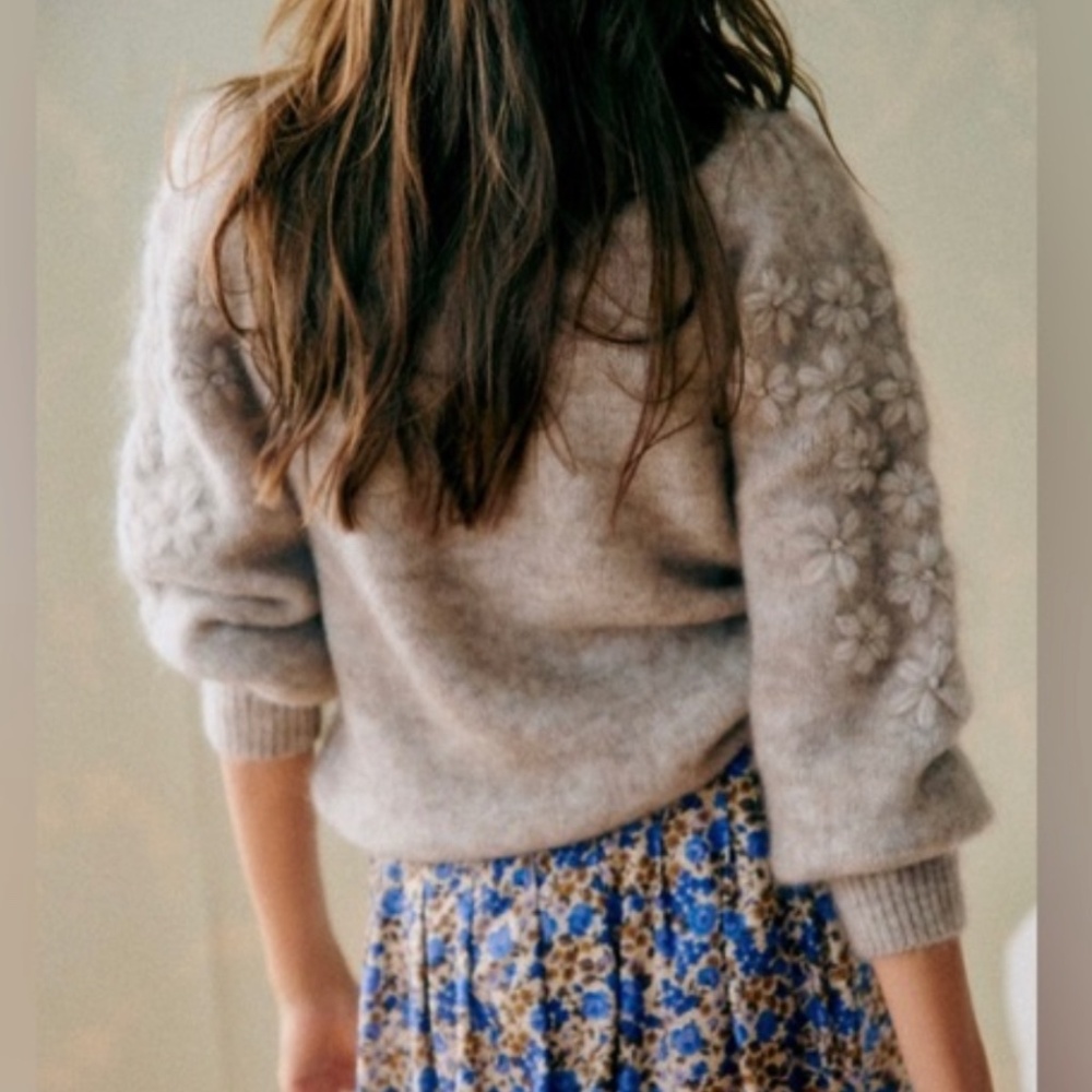 EUC Sezane Luke Jumper Knit Sweater - Stone Beige Oatmeal French